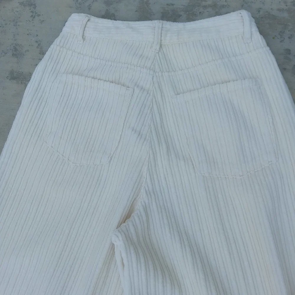 Zara Cream Wide-Leg Textured Trousers - Picture 5 of 9